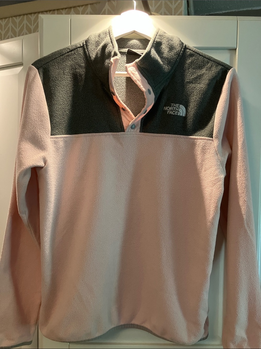 The North Face Pink and Gray Kids Fleece Pullover